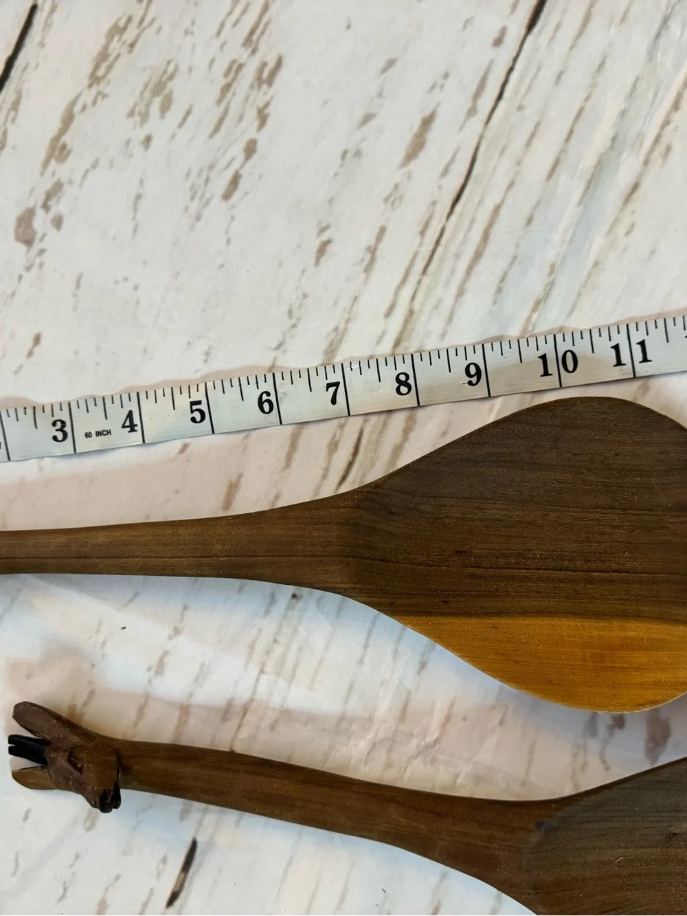 African Handcarved Wooden Giraffe Salad Servers - Brown